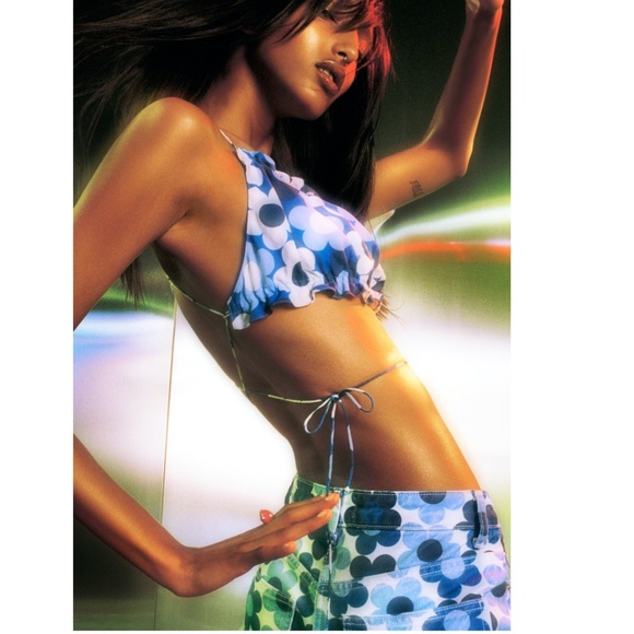 Zara Blue Floral Printed Straight Leg Jeans NWT - Picture 3 of 13